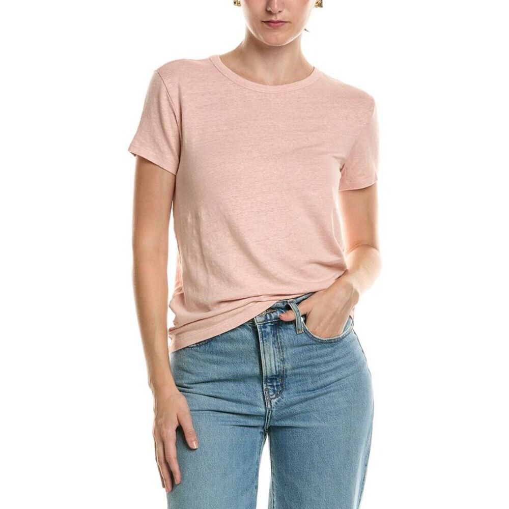 Officine Générale Womens Lara Linen-Blend T-Shirt, Pink
